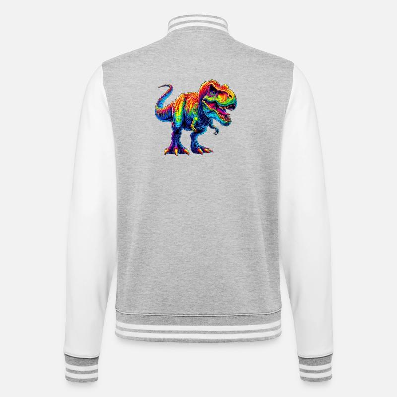 Dinosaurier - College-Sweatjacke - Grau meliert/Weiß