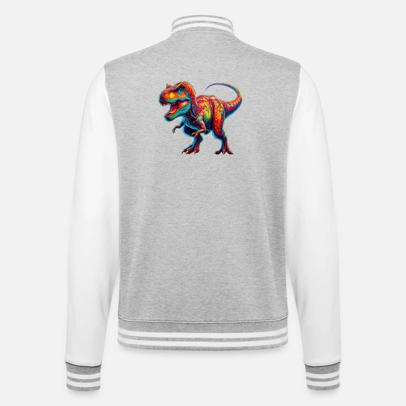 Dinosaur - College Sweat Jacket - heather grey/white
