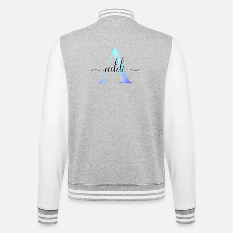 A| Monogramme | Nom | Addi | Aquarelle - Veste Teddy - gris chiné / blanc