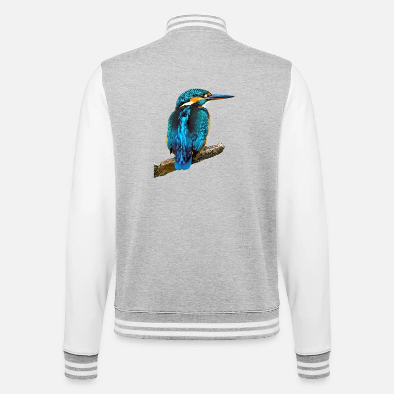 Eisvogel Alcedo atthis - College-Sweatjacke - Grau meliert/Weiß