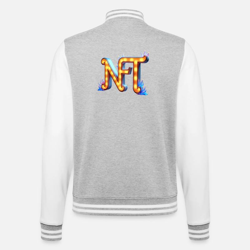 NFT in Lichtern – Leuchtendes Schilderdesign - College-Sweatjacke - Grau meliert/Weiß