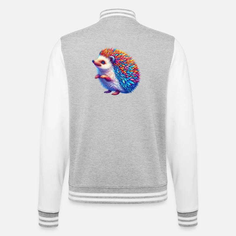 Igel - College-Sweatjacke - Grau meliert/Weiß