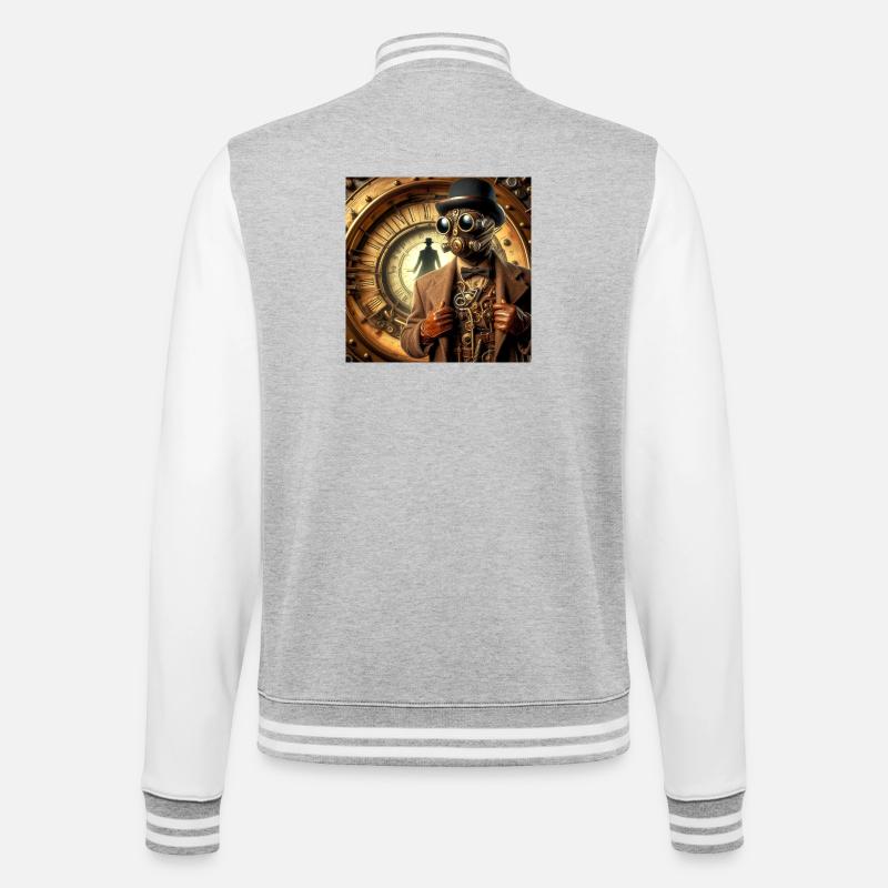 Sherlock Holmes Steampunk - College-Sweatjacke - Grau meliert/Weiß