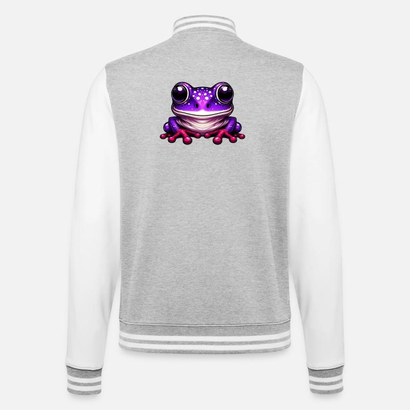 Frosch - College-Sweatjacke - Grau meliert/Weiß