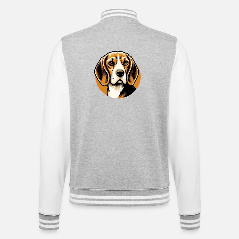 Beagle Hundekopf - College-Sweatjacke - Grau meliert/Weiß