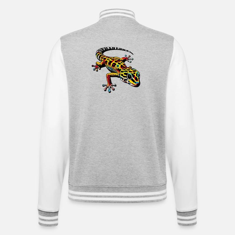 Gecko - College-Sweatjacke - Grau meliert/Weiß