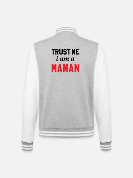 Trust me I am Maman - College Sweat Jacket - heather grey/white