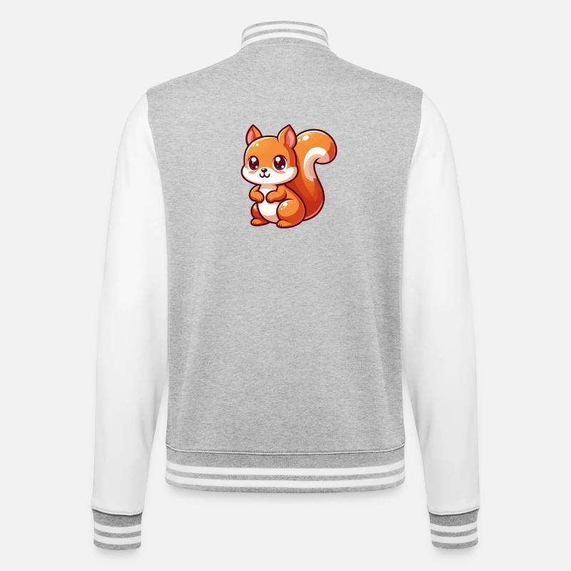 Kawaii Squirrel - College Sweat Jacket - heather grey/white