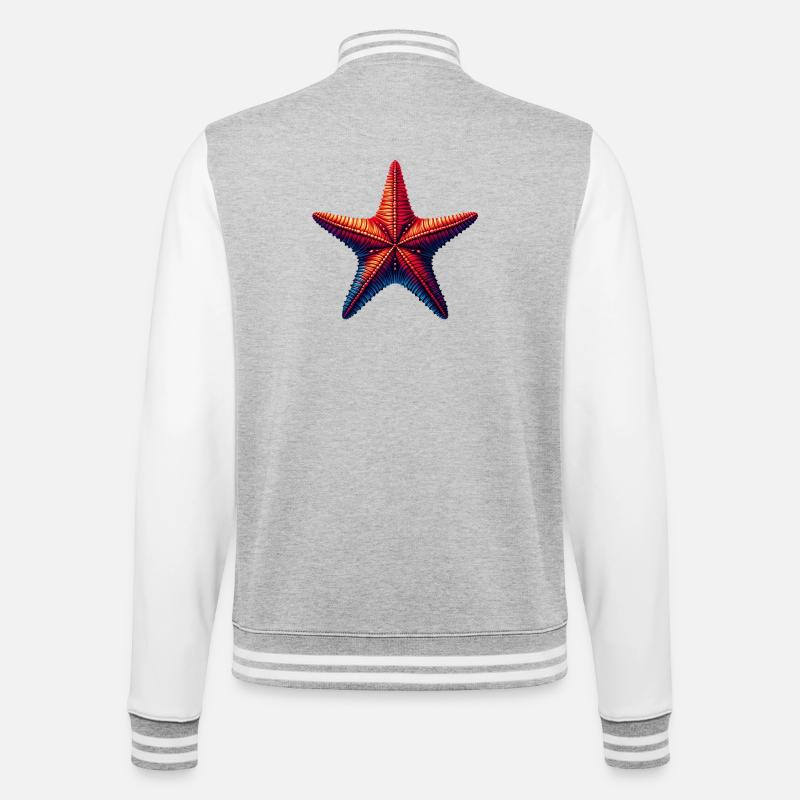 Seestern - College-Sweatjacke - Grau meliert/Weiß