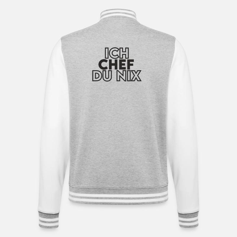 IchChef - College-Sweatjacke - Grau meliert/Weiß