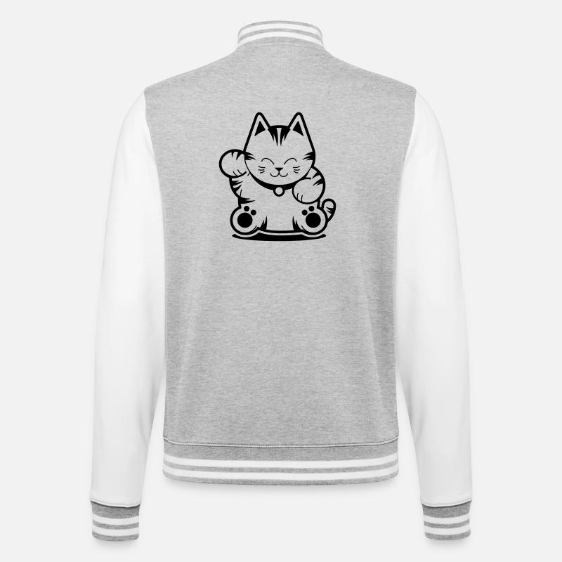 Tiger Cat - College-Sweatjacke - Grau meliert/Weiß