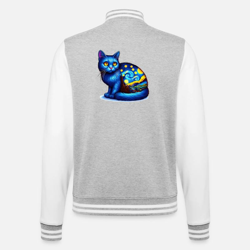 Chat - Veste Teddy - gris chiné / blanc
