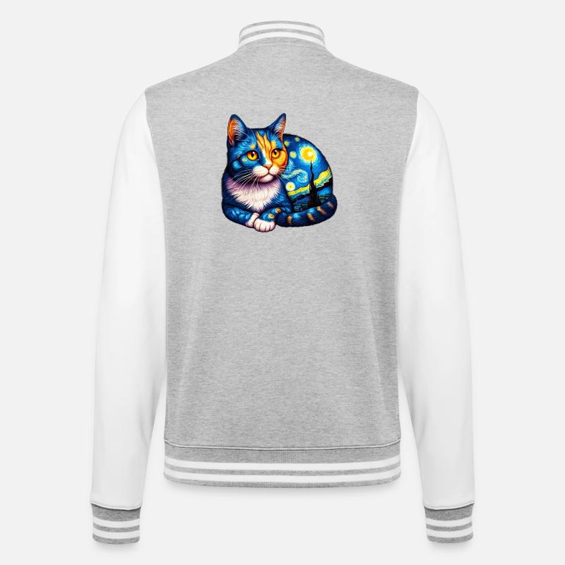 Chat - Veste Teddy - gris chiné / blanc
