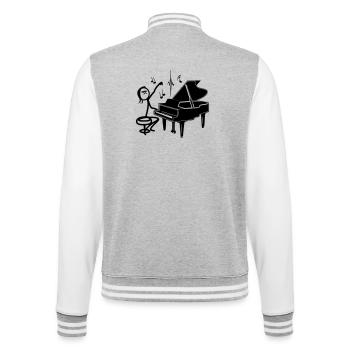 Stickmen pianiste - Veste Teddy - gris chiné / blanc - Dos - Marisol (170cm)
