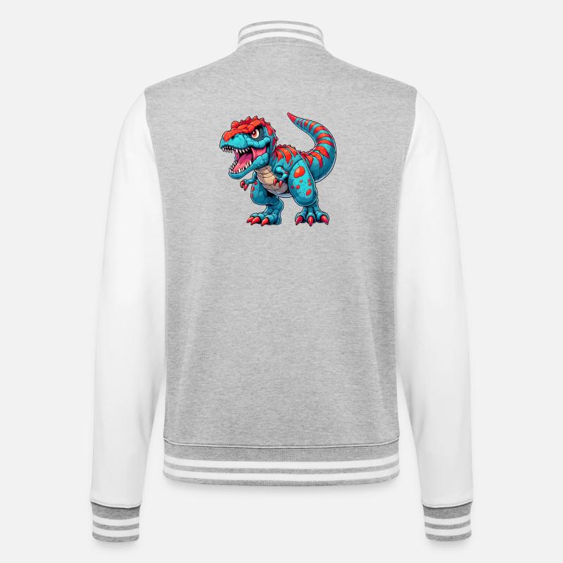 Dinosaur - College Sweat Jacket - heather grey/white