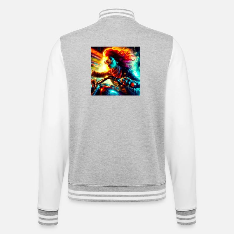 Cyberpunk Motorrad - College-Sweatjacke - Grau meliert/Weiß