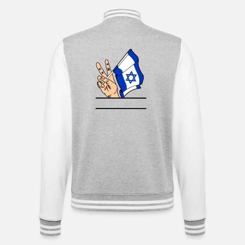 Flag Israel peace sign text space - College Sweat Jacket - heather grey/white