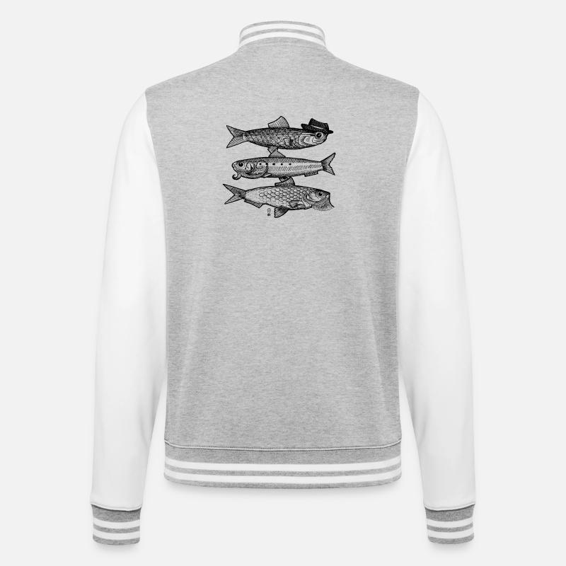 3 Poissons - Veste Teddy - gris chiné / blanc
