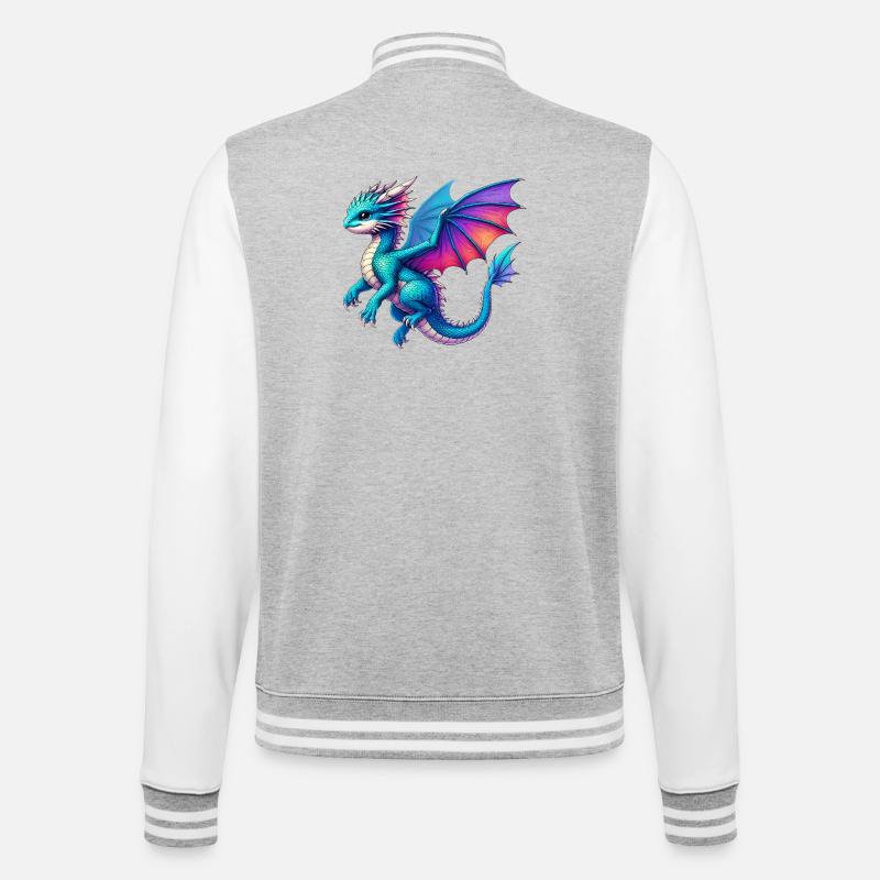 Drache - College-Sweatjacke - Grau meliert/Weiß
