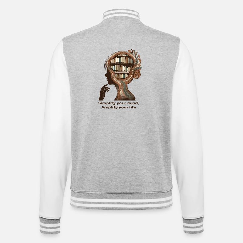 Simplify your mind Achtsamkeit Design - College-Sweatjacke - Grau meliert/Weiß