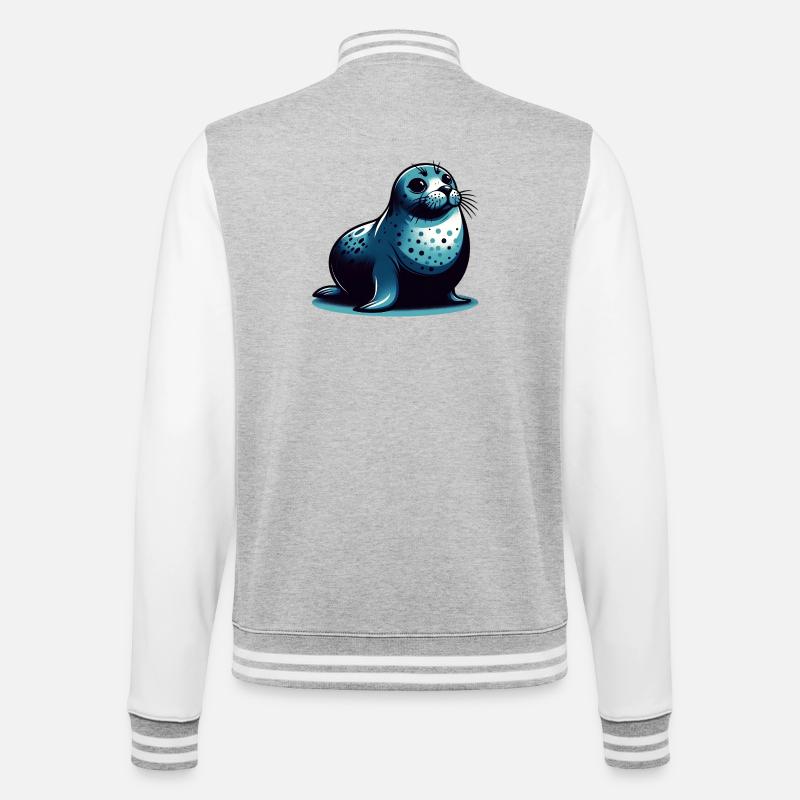 Phoque - Veste Teddy - gris chiné / blanc