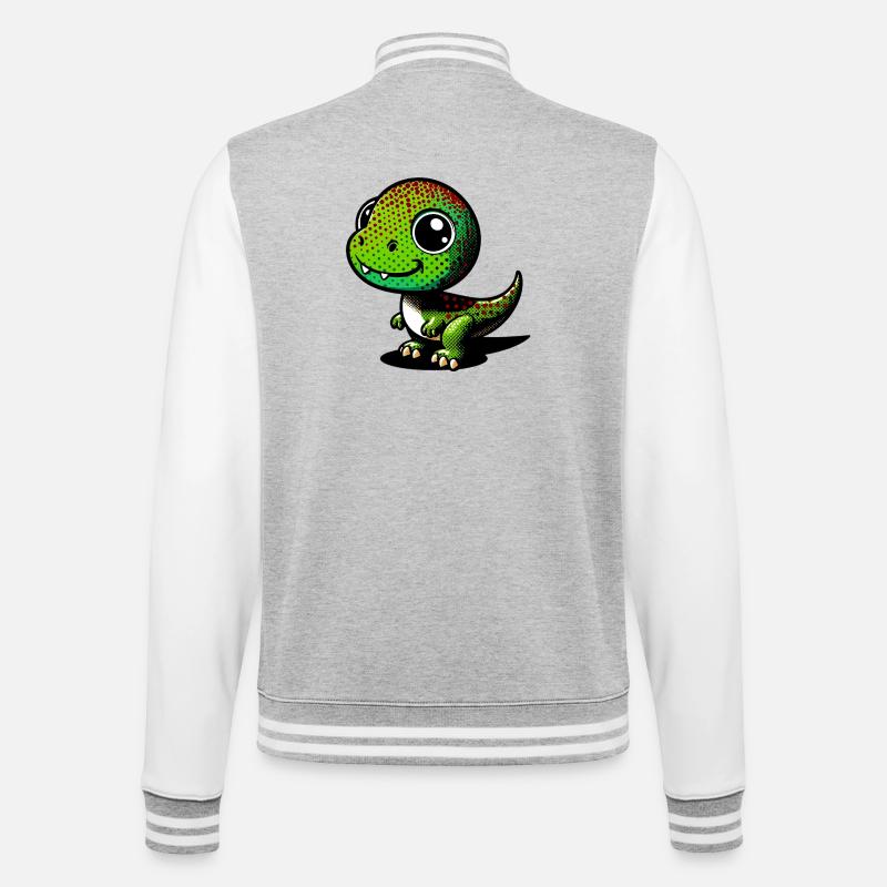 Dinosaurier - College-Sweatjacke - Grau meliert/Weiß