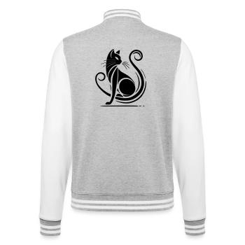 chat noir moderne - Veste Teddy - gris chiné / blanc - Dos - Marisol (170cm)
