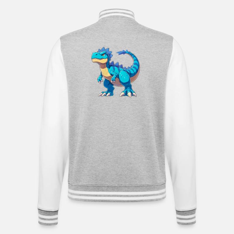 Dinosaurier - College-Sweatjacke - Grau meliert/Weiß