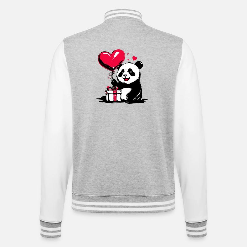 Ballon panda avec coeur - Heartful Creatures - Veste Teddy - gris chiné / blanc