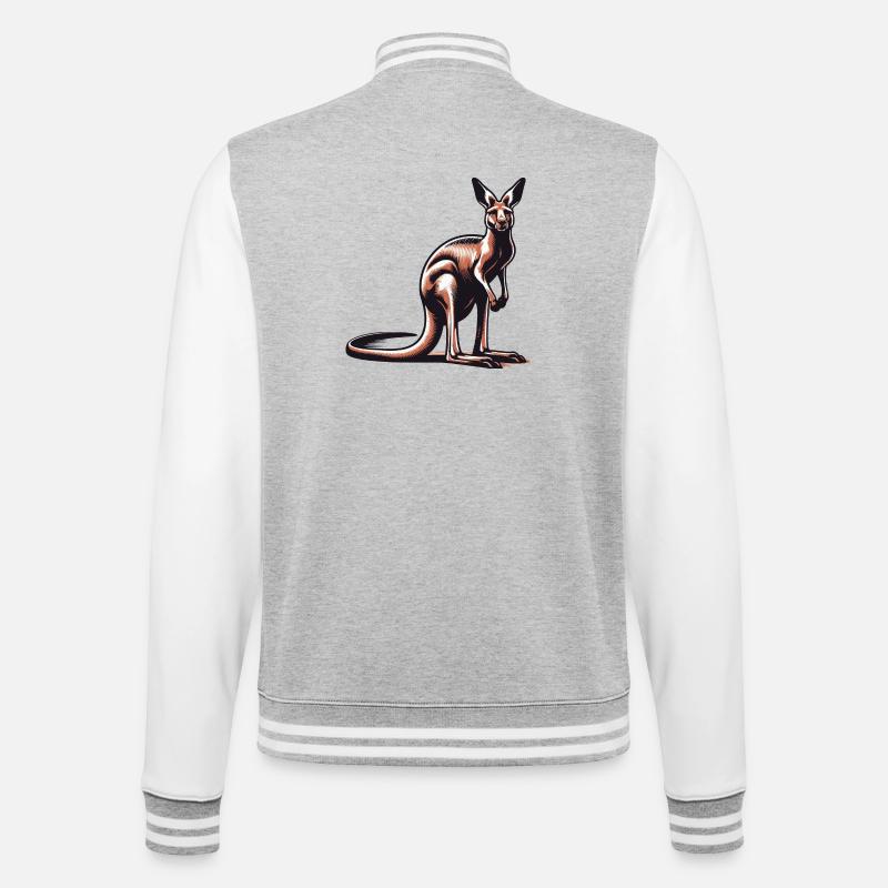 Kangaroo - College Sweat Jacket - heather grey/white