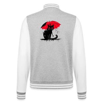 Cat with umbrella – bad weather - College Sweat Jacket - heather grey/white - Back - Marisol (170cm)