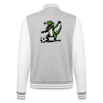 Crocodile with soccer ball – Sporty design - College Sweat Jacket - heather grey/white - Back - Marisol (170cm)