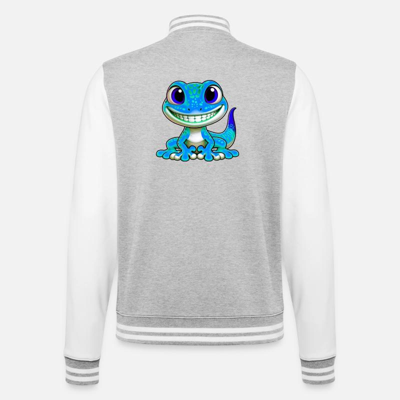 Gecko - Veste Teddy - gris chiné / blanc