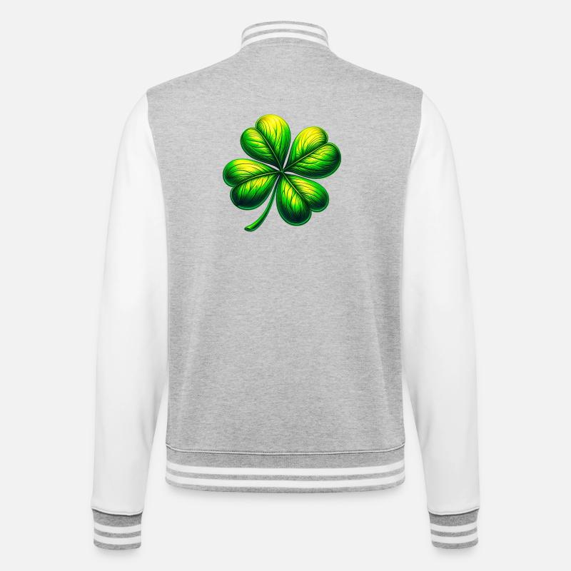 Vierblättriges Kleeblatt - College-Sweatjacke - Grau meliert/Weiß
