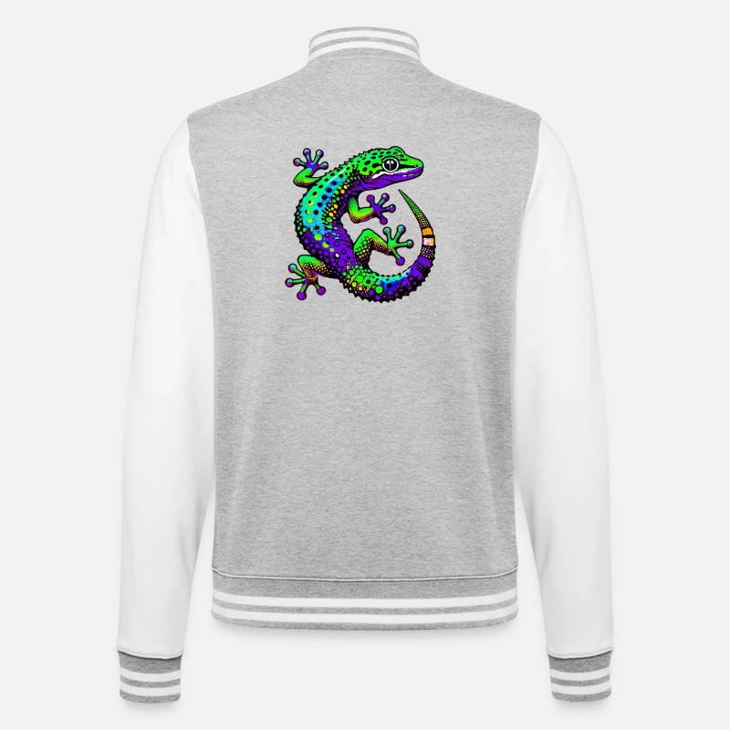 Gecko - Veste Teddy - gris chiné / blanc