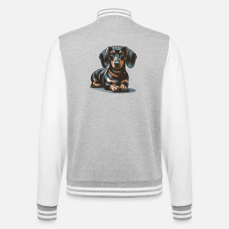 Teckel - Veste Teddy - gris chiné / blanc