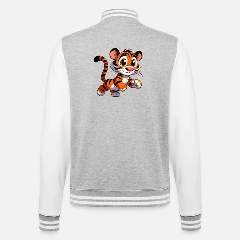 Tiger - College Sweat Jacket - heather grey/white