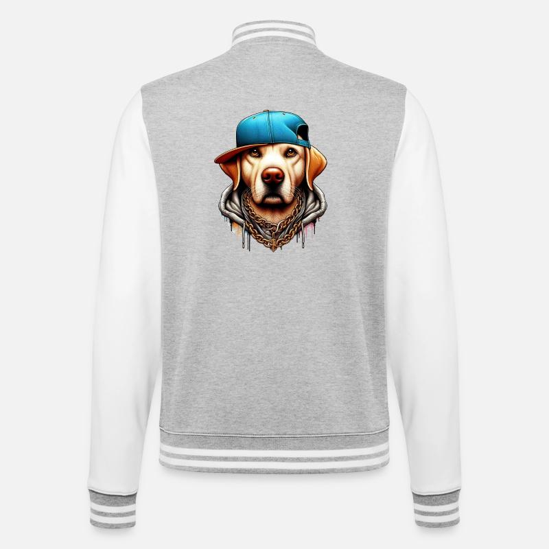 Hund - College-Sweatjacke - Grau meliert/Weiß