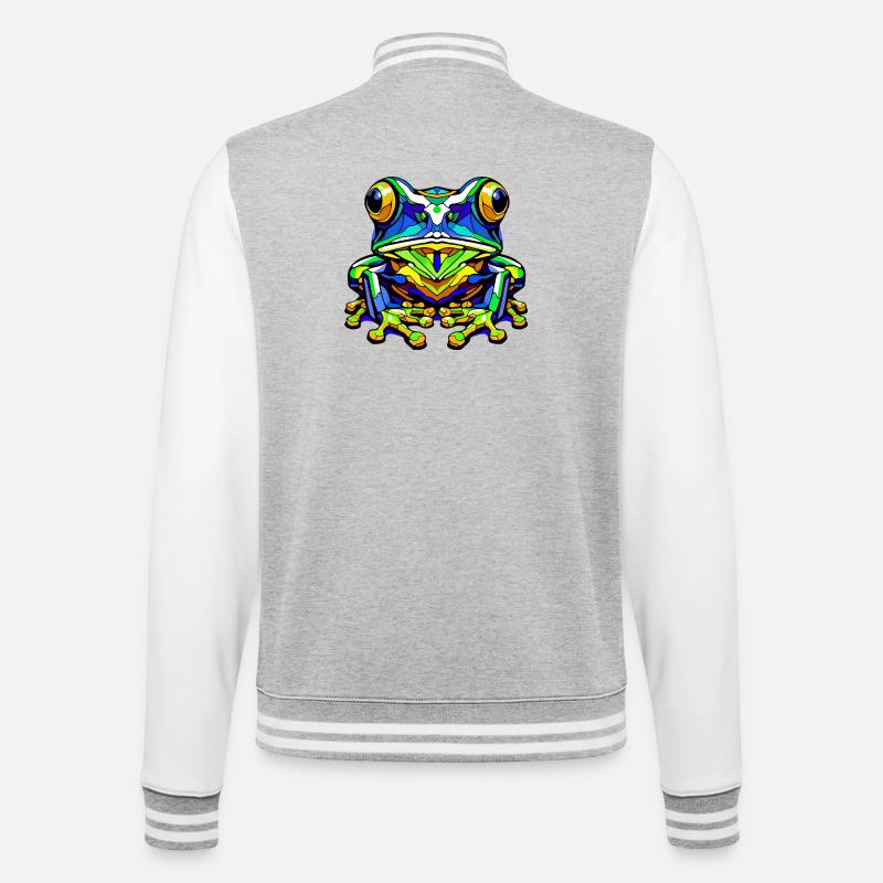 Frosch - College-Sweatjacke - Grau meliert/Weiß