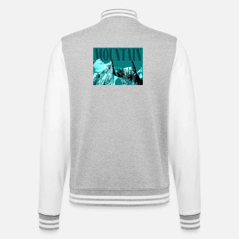 Abstrakter eisiger Berg - College-Sweatjacke - Grau meliert/Weiß