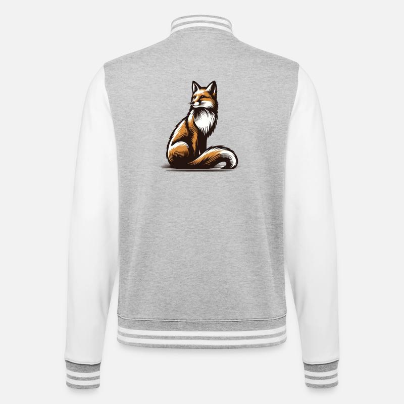 Fox - College-Sweatjacke - Grau meliert/Weiß