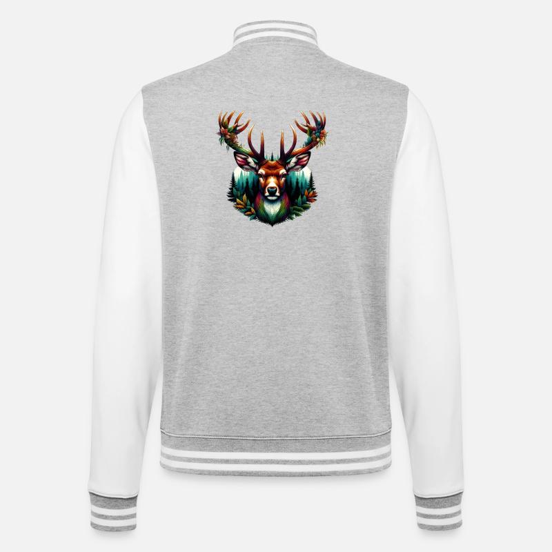 Cerf - Veste Teddy - gris chiné / blanc