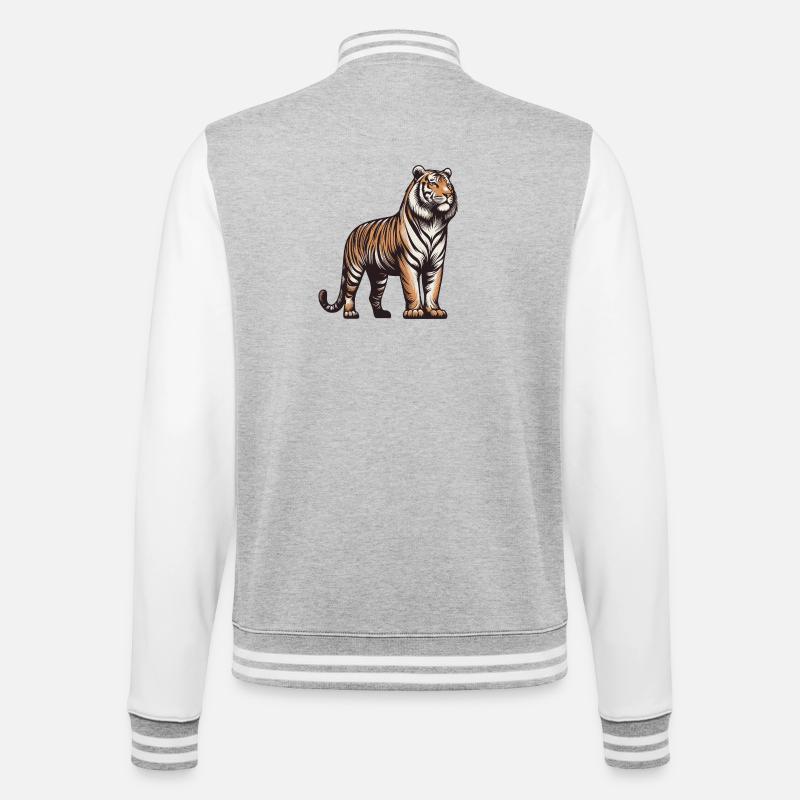 Tigre - Veste Teddy - gris chiné / blanc