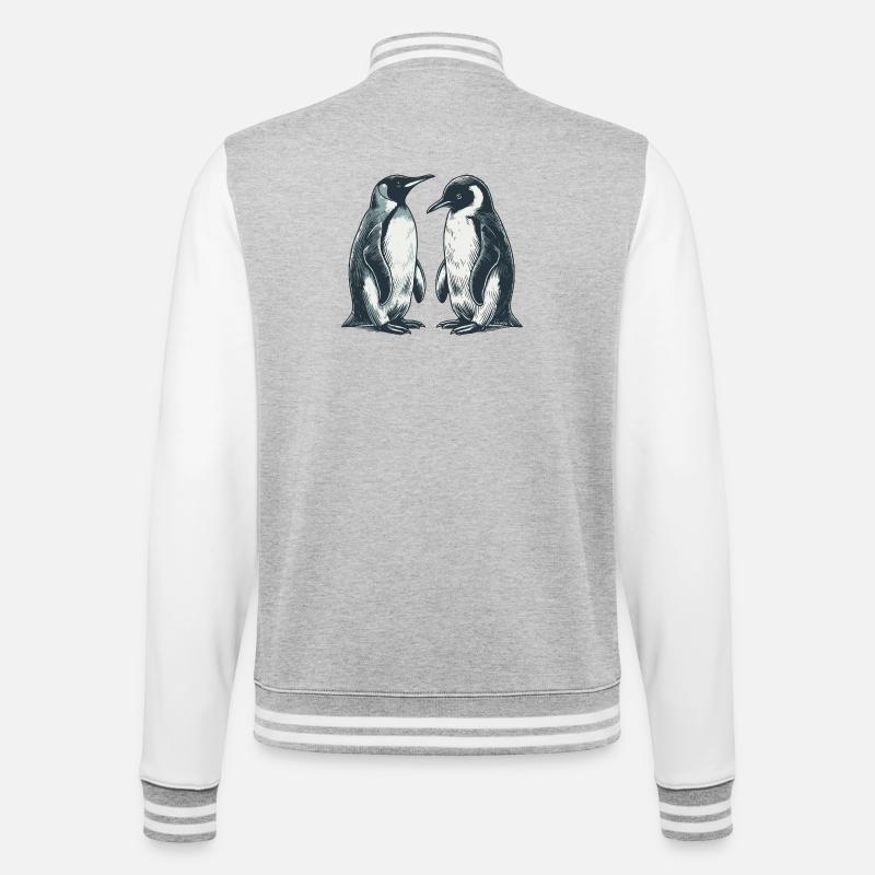 Pingouins - Veste Teddy - gris chiné / blanc