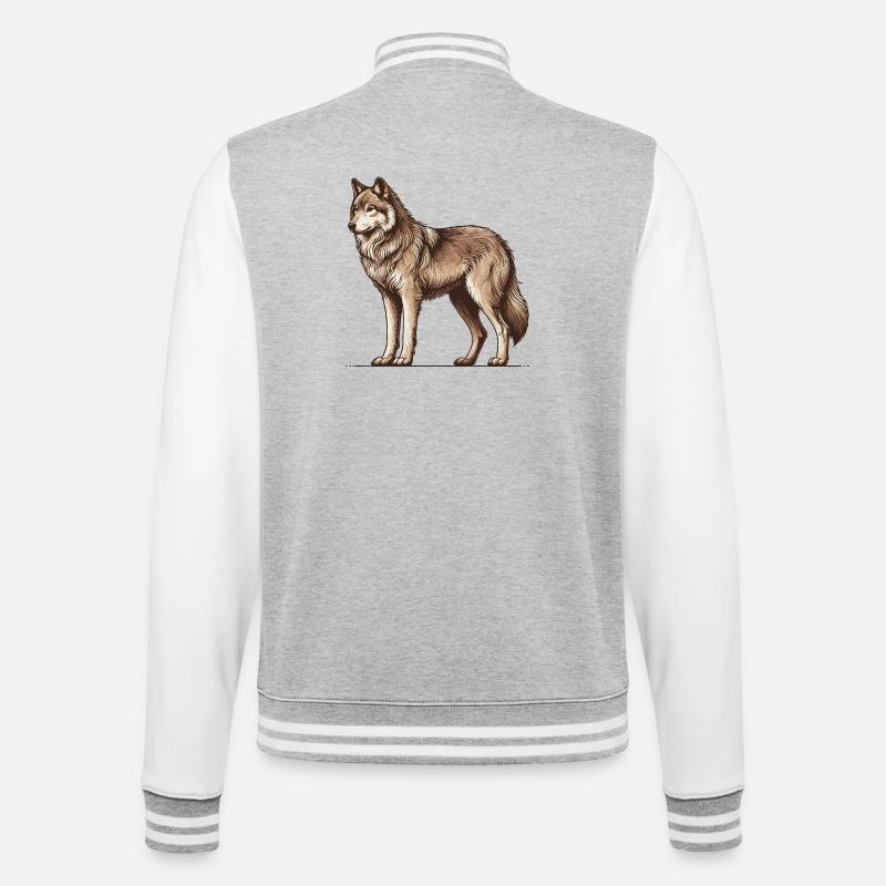 Wolf - College Sweat Jacket - heather grey/white
