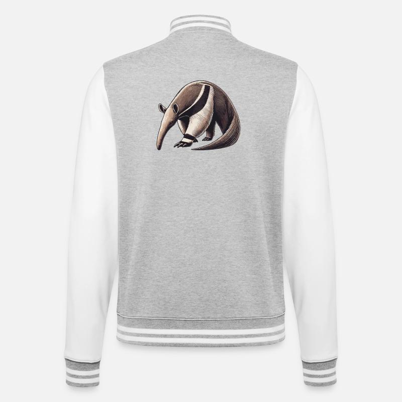 Fourmilier - Veste Teddy - gris chiné / blanc