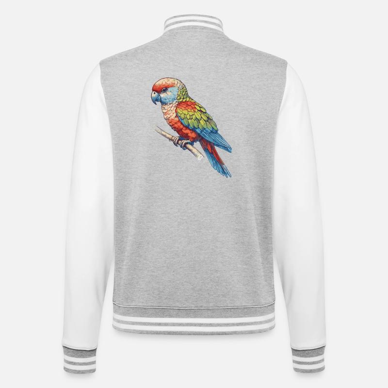 Papagai - College-Sweatjacke - Grau meliert/Weiß