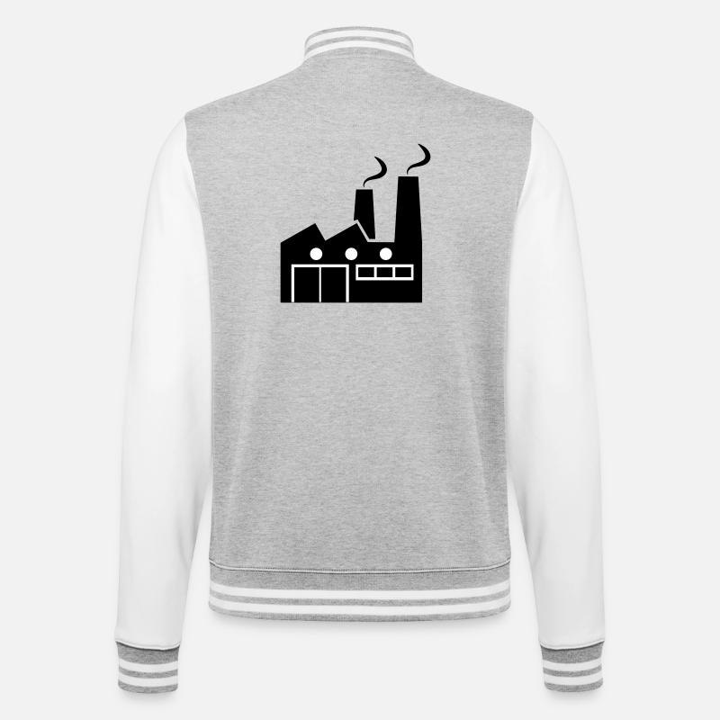 Abstrakte geometrische Linienkunst einer Fabrik - College-Sweatjacke - Grau meliert/Weiß