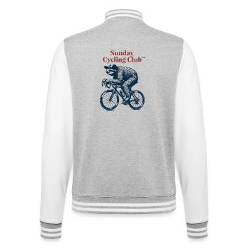 Club de cyclisme du dimanche Paresseux - Veste Teddy - gris chiné / blanc - Dos - Marisol (170cm)