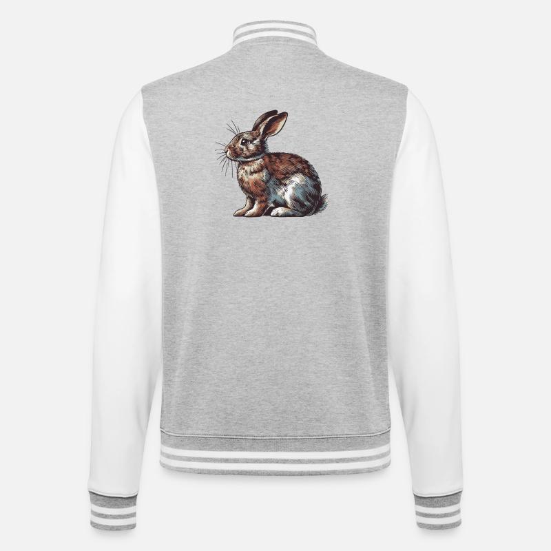 Hase - College-Sweatjacke - Grau meliert/Weiß